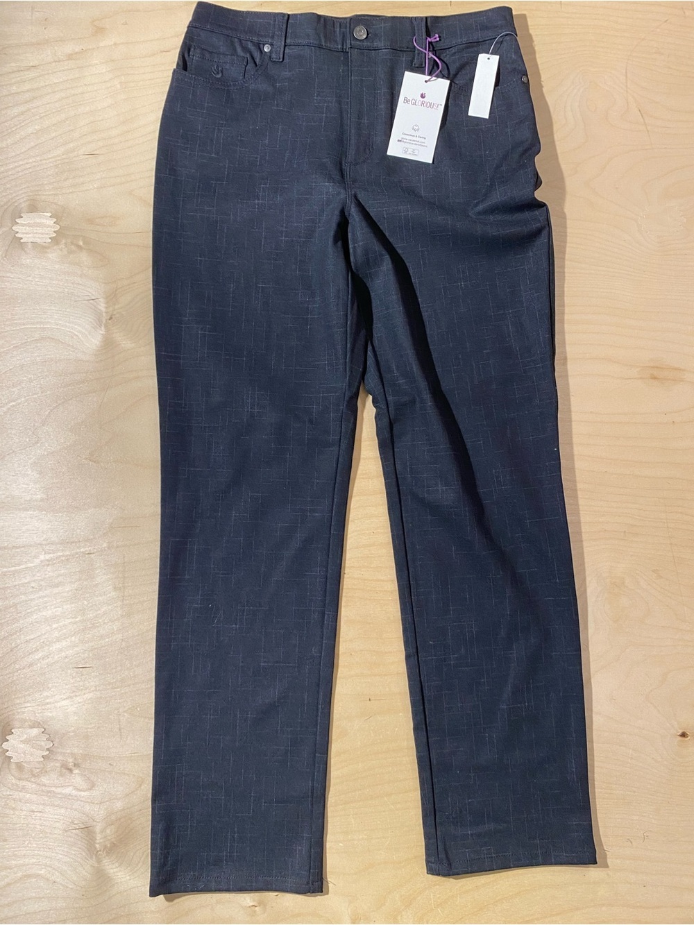 Gloria Vanderbilt Dark Gray Textured Stretch Pants 12 (RT)
